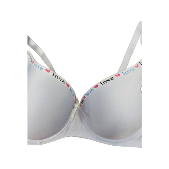 Lukasi White Underwire Bra 42C Love Print Trim NEW TAGS - Picture 2 of 4